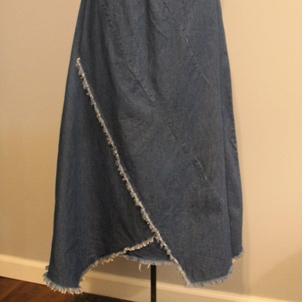 Y2K Denim Asymmetrical Distressed Midi Skirt - Picture 8 of 8